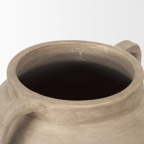 Tully Textured Matte Brown w/ Matte Black Short Ceramic Floor Vase