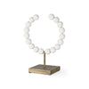 Pontchartrain I (Small) 9L x 5W White Beaded Broken Sphere Decorative Object W/ Gold Base