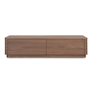 Moe's Round Off Coffee Table with Storage in Walnut Brown