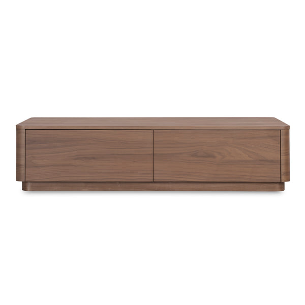 Moe's Round Off Coffee Table with Storage in Walnut Brown