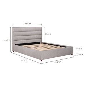 Moe's Takio Queen Bed in Light Grey Upholstery