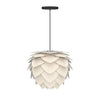 Aluvia Mini Hardwired Pendant in Pearl with Black Cord
