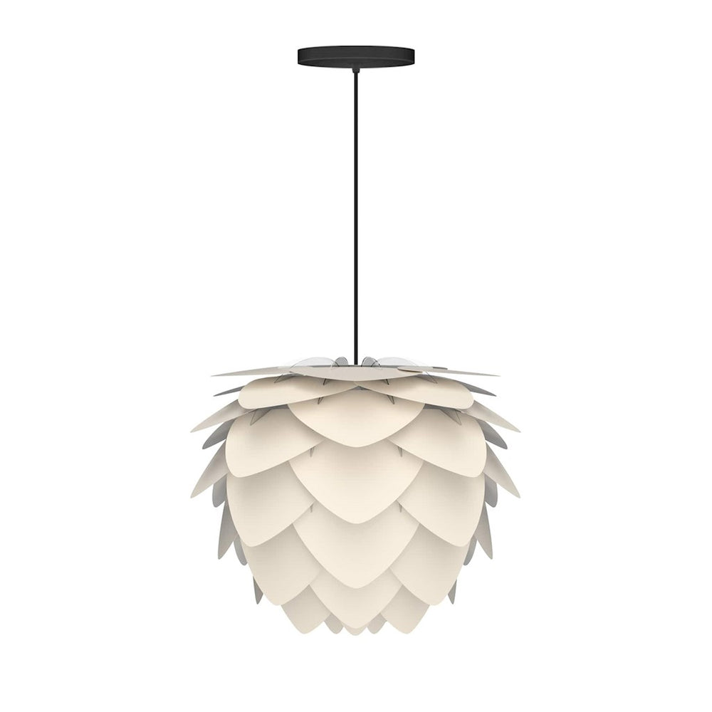 Aluvia Mini Hardwired Pendant in Pearl with Black Cord