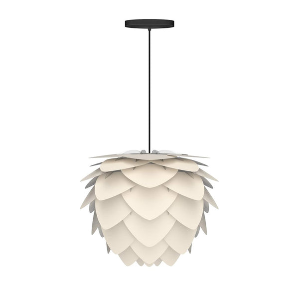 Aluvia Mini Hardwired Pendant in Pearl with Black Cord