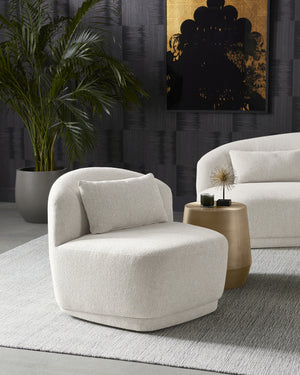 SORAYA SWIVEL ARMLESS CHAIR - DOVE CREAM