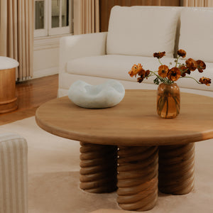 Treccia Round Coffee Table in Natural Oak