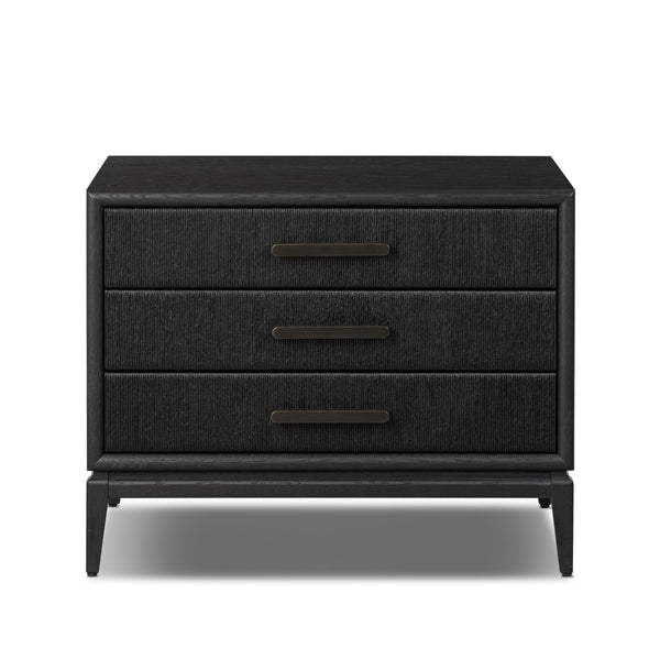 Rosenell Closed Nightstand - Black Oak Veneer