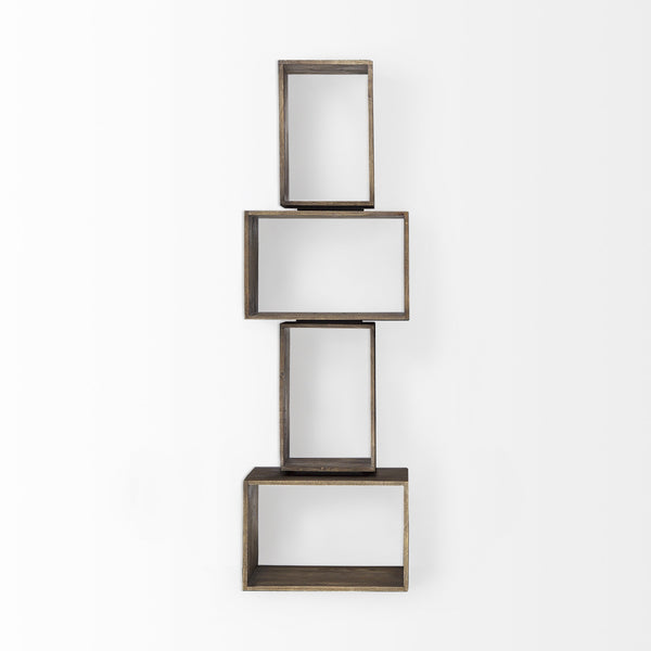 Simul Brown Wood 2 Shelves Modular Shelving Unit