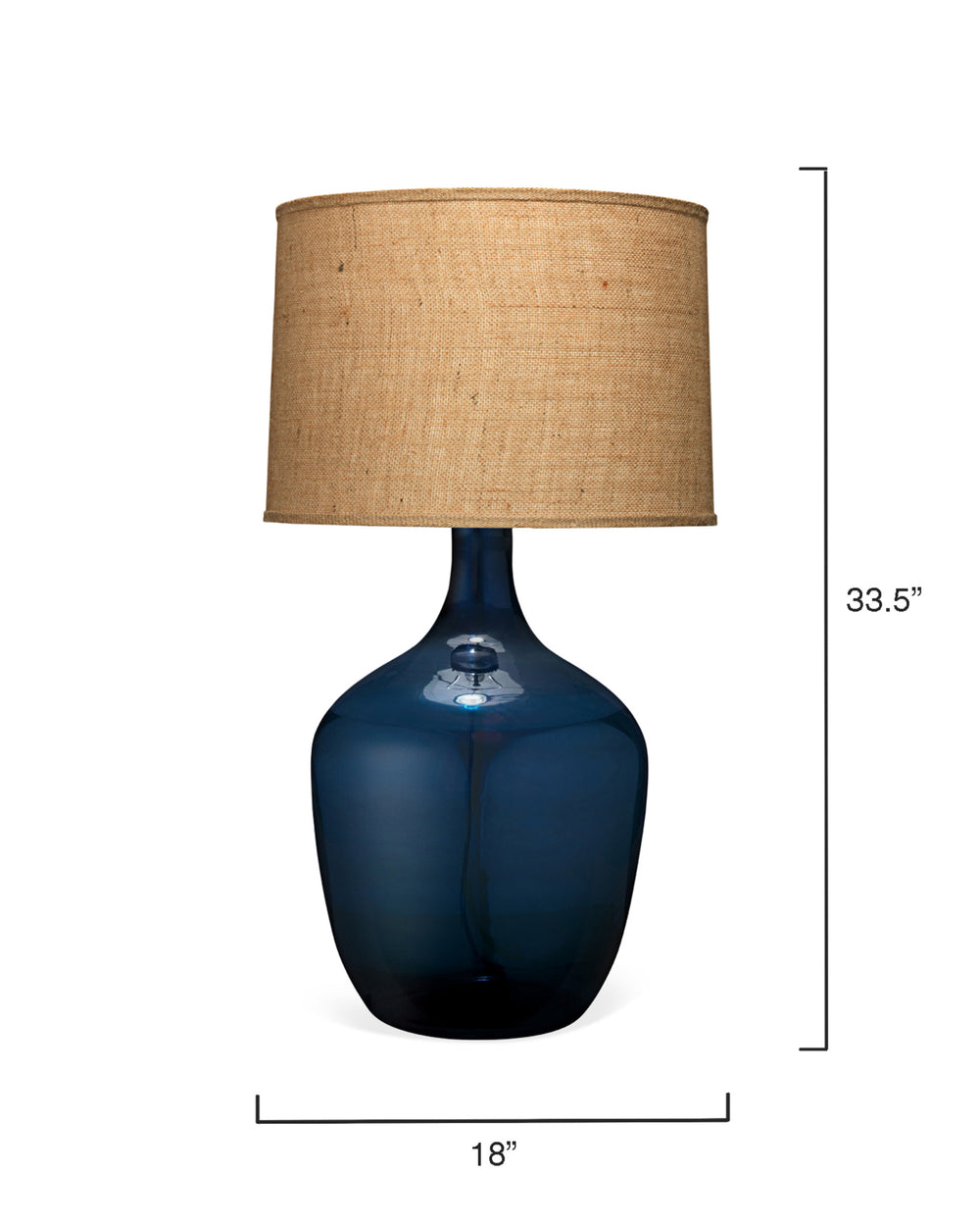 Plum Jar Glass Table Lamp with Burlap Shade, Blue