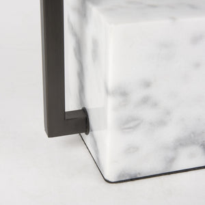 Peyton 14.0L x 9.0W x 26.2H Black Metal W/Marble Cube and White Shade Table Lamp