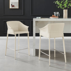 Callie Recycled Leather Counter Stool, Vanilla