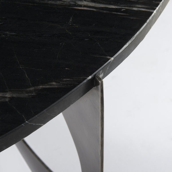 Reinhold III Black Marble Top Iron Coffee Table
