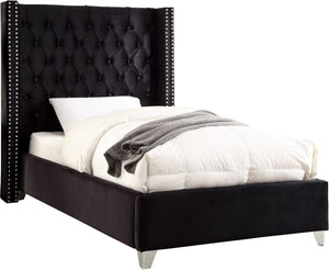 Isabel Twin Bed In Black Velvet