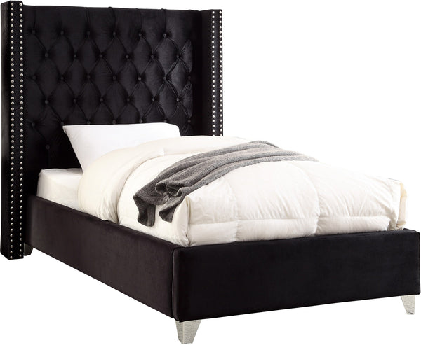 Isabel Twin Bed In Black Velvet
