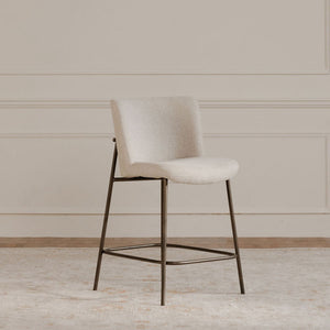 Early Beige Counter Stool with Blackened Bronze Frame