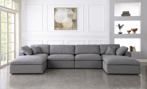Carmen Cloud Modular Sectional In Grey Linen Fabric