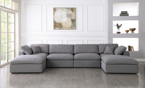 Carmen Cloud Modular Sectional In Grey Linen Fabric