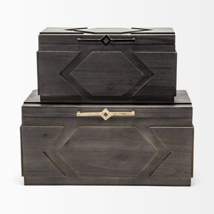 Cassia Set of 2 Brown Wooden Boxes