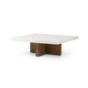 Bellamy Square Coffee Table In White Carrera Marble