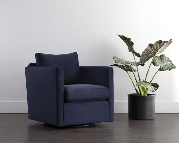 GEORGIE SWIVEL LOUNGE CHAIR - ABBINGTON NAVY
