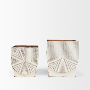 Medina Off White w/ Gold Antiquing Metal Planters (Set of 2)