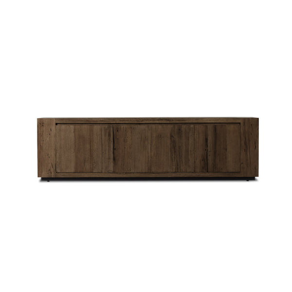 Abaso Media Console In Ebony Rustic Wormwd