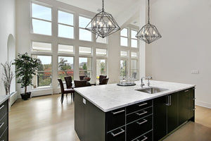 Geo 3 Light Chandelier in Matte Black + Chrome Finish