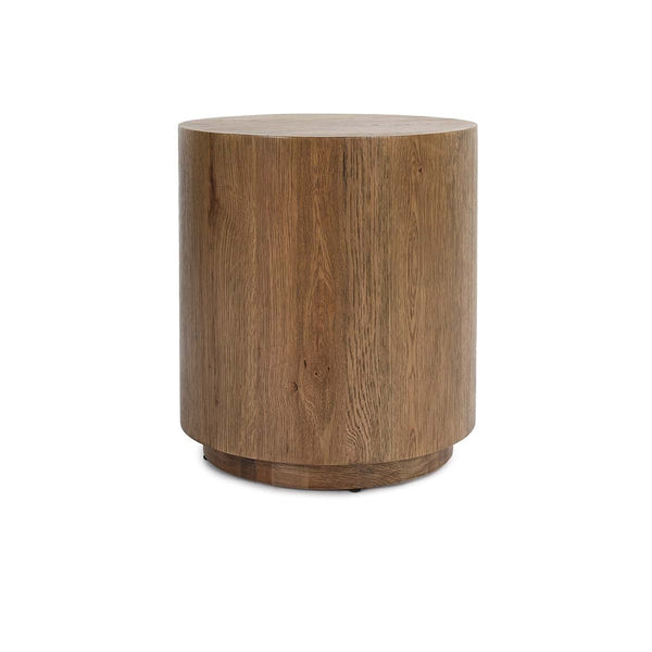 Layne Solid Wood Round End Table with Plinth Base