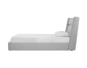 Cove King Storage Bed in heather grey chenille fabric