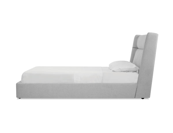 Cove King Storage Bed in heather grey chenille fabric
