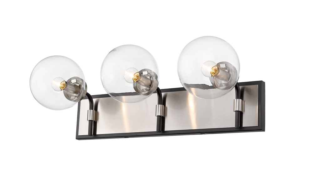 Parsons 3 Light Vanity in Matte Black + Brushed Nickel Finish