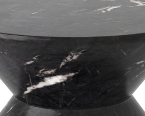 UNION END TABLE - MARBLE LOOK - BLACK