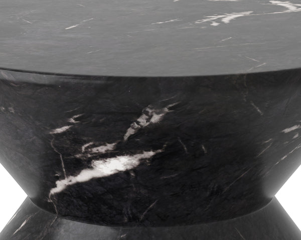 UNION END TABLE - MARBLE LOOK - BLACK