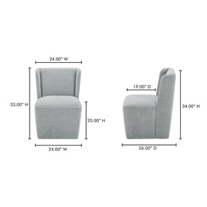 Cormac Rolling Dining Chair in Slate Green