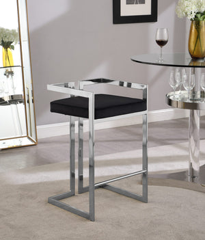 Winifred Stool In Black Velvet and Chrome