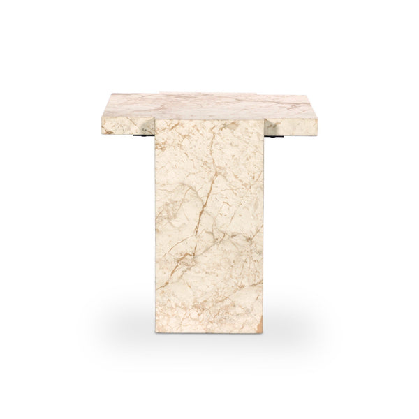 Romano End Table In Desert Taupe Marble