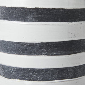 Harmon II  Large White w/ Charcoal Stripes Ceramic Jug