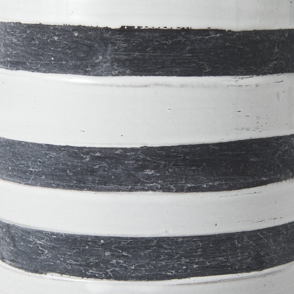 Harmon II  Large White w/ Charcoal Stripes Ceramic Jug