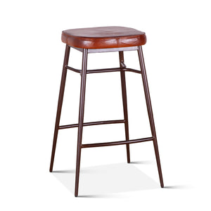 Wellington Backless Leather Bar Stool