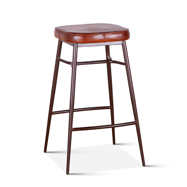 Wellington Backless Leather Bar Stool