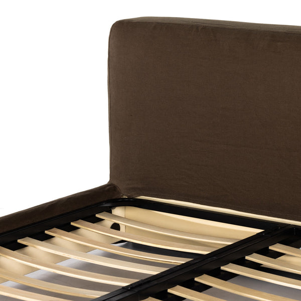 Aidan Slipcover King Bed - Brussels Coffee