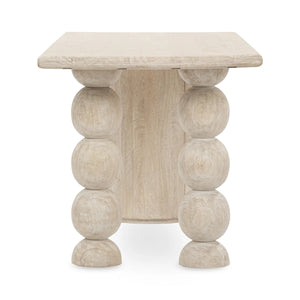 Adir Solid Wood Desk with Sphere Legs in Cream