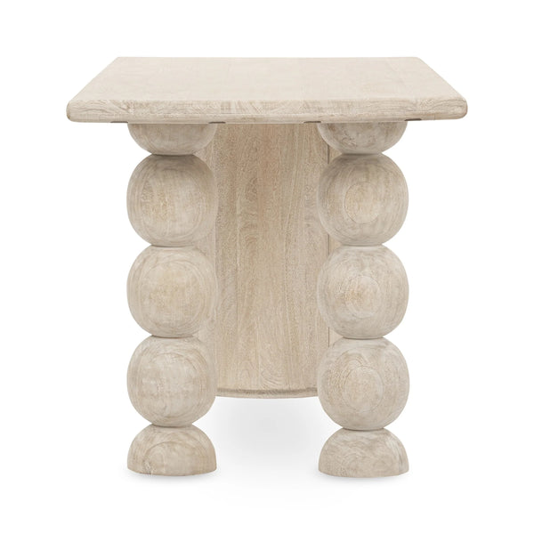 Adir Solid Wood Desk with Sphere Legs in Cream