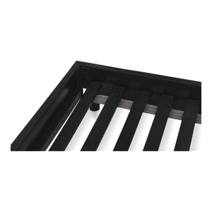 Misaki Queen Bed in Black with Carved Headboard