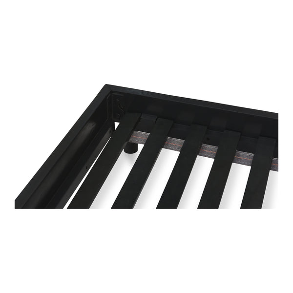 Misaki Queen Bed in Black with Carved Headboard