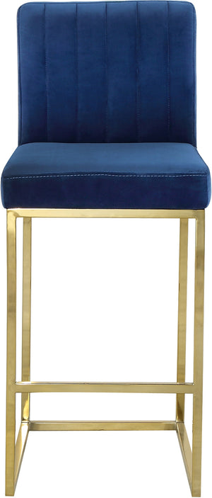 Joanna Stool In Navy Velvet and Gold