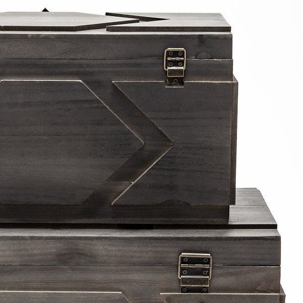 Cassia Set of 2 Brown Wooden Boxes