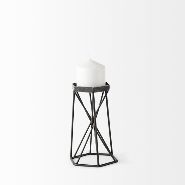 Sixx I Small Antiqued Metal Hexagonal Table Candle Holder