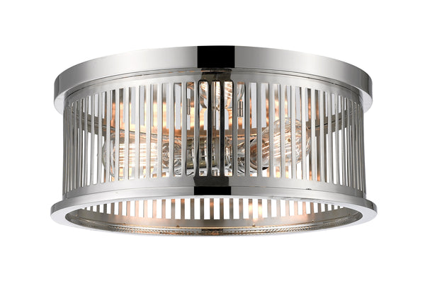 Camellia 3 Light Flush Mount in Polished Nickel Finish