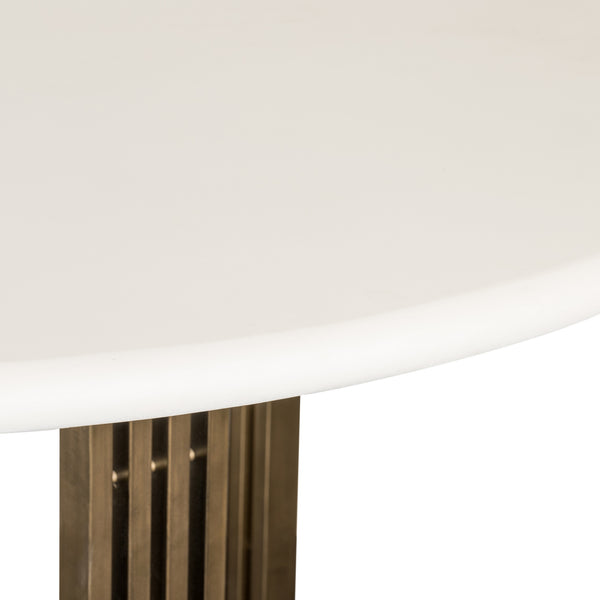 Mia Round Dining Table In Parchment White